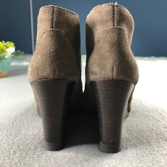 Franco Sarto Womens Sz7 Taupe Beige Suede Lace Up Wedge Ankle Boots, Weston - Picture 5 of 12